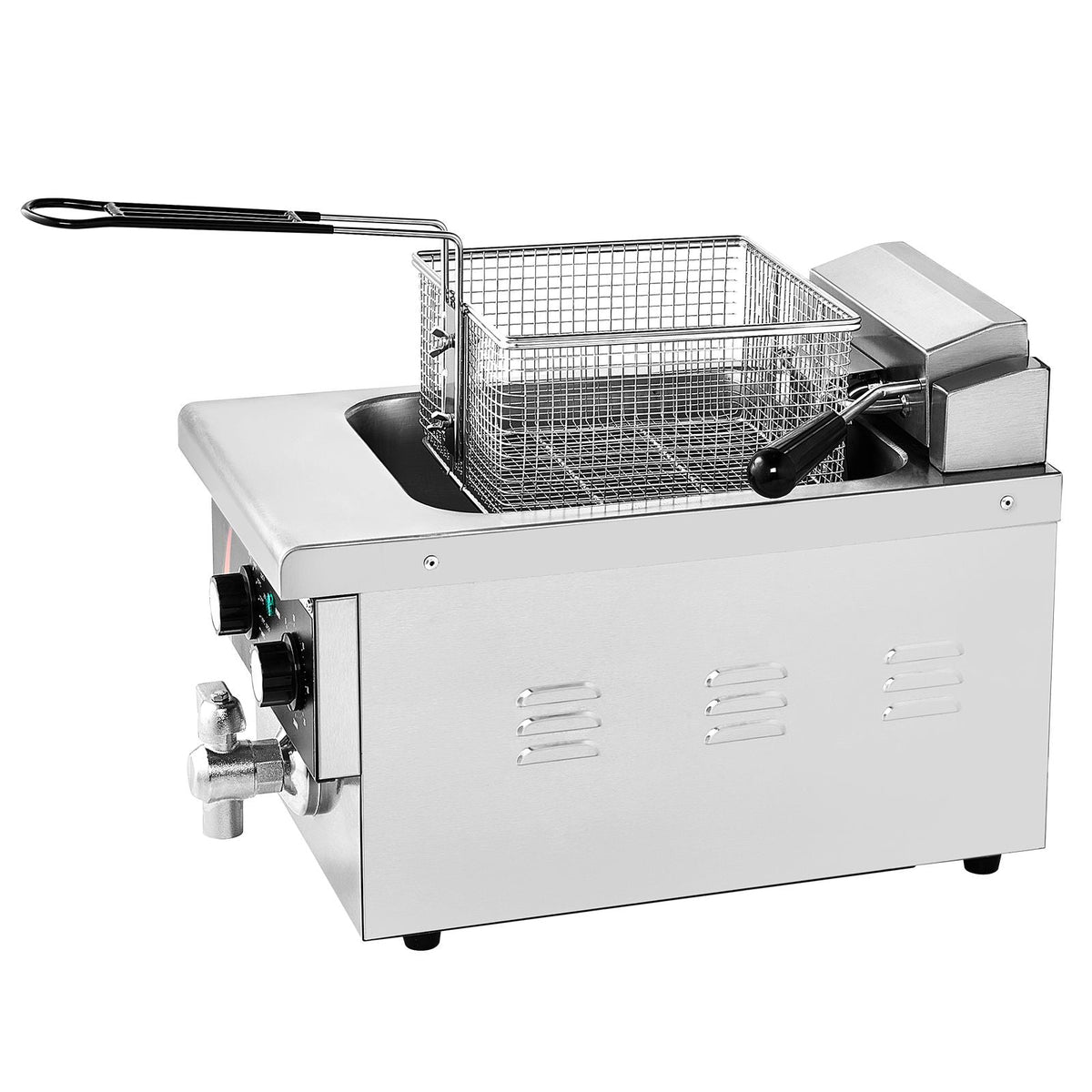 Commercial Deep Fryer, 1750W Electric Countertop Fryer with Basket, 9Qt /8.5 L Single Oil Fryer, 1mm Thickened Stainless Steel, Time & Temp Control, for Kitchen Restaurant Use, Silver