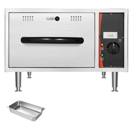 Commercial Electric Drawer Warmer, Single-Drawer Stainless Steel Food Warmer, Freestanding Slim Warming Drawer Cabinet, 85 Fahrenheit -185 Fahrenheit Wide Temperature Range, for Restaurant