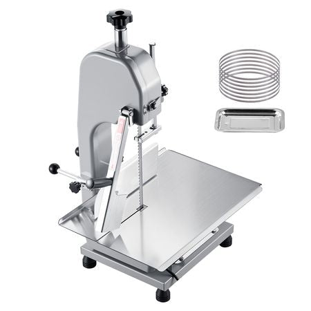 Commercial Electric Meat Bandsaw, 1100W Bone Sawing Machine with 12.4" x 18.1" Workbench, 0-4.3" Cutting Thickness, 7 Extra Replacement Blades, for Cutting Bone, Frozen Meat, Pork, Beef & Ribs