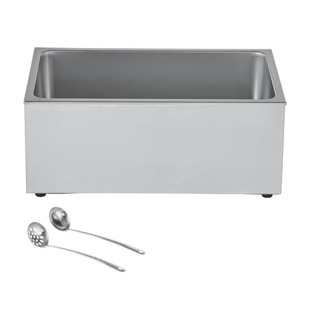 Commercial Food Warmer, 1200W Electric Stainless Steel Steam Food Warmer, Fast Heating Countertop Buffet Bain Marie with Soup & Perforated Ladles, for Catering, Restaurants, Parties, Buffets