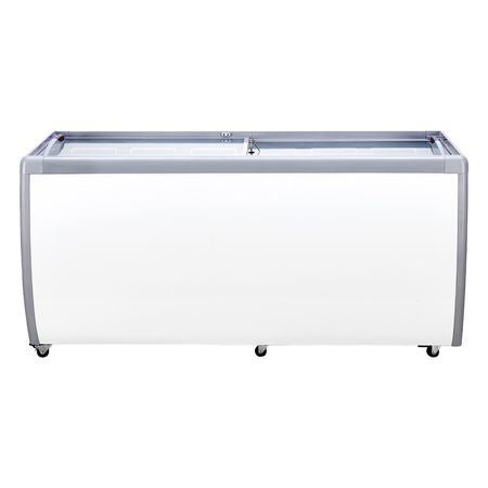 Commercial Ice Cream Display Case, 13.1 Cu.ft Chest Freezer, Mobile Glass Top Deep Freezer, Restaurant Gelato Dipping Cabinet with 8 Large Tubs, 2 Sliding Glass Doors, Locking Casters, White