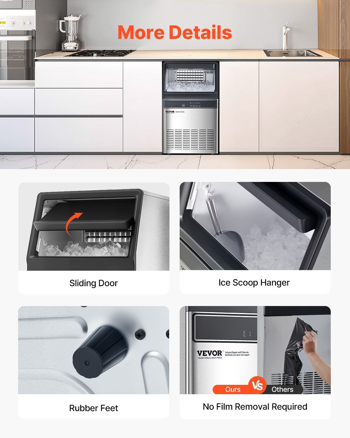 Commercial Ice Maker Freestanding Cabinet Machine 110lbs/24H 50 Ice Cubes