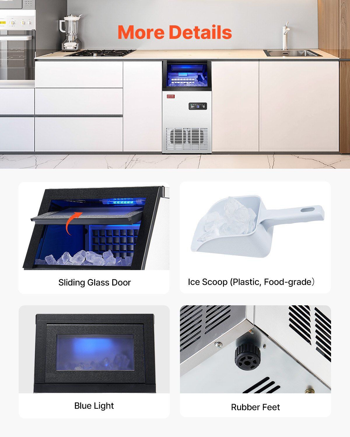 Commercial Ice Maker Freestanding Cabinet Machine 80lbs/24H 36 Ice Cubes