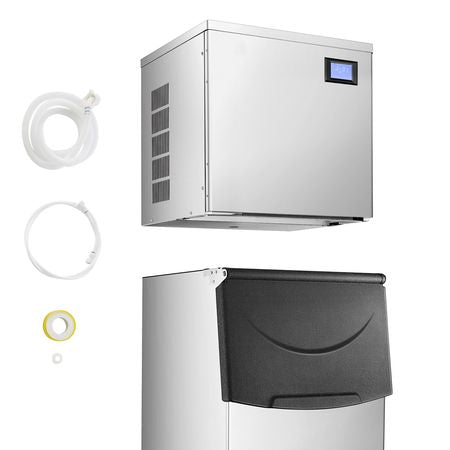 Commercial Ice Maker Machine 360 lbs/Day, 22 Inch Stainless Steel Industrial Ice Machine, Self-Cleaning and Scheduled Ice Making, Modular Ice Cube Machine for Restaurant Hotel - Head Only