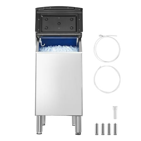 Commercial Ice Maker Storage Bin, 300 LBS Capacity Ice-Bin, Stainless Steel Commercial Ice Storage Bin with Adjustable Anti-slip Rubber Feet, Suitable for Restaurant Hotel and Beverage Shops