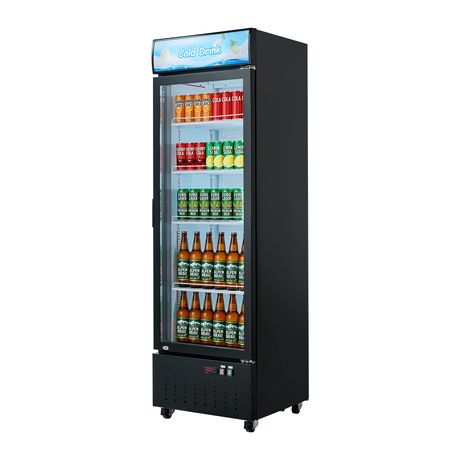 Commercial Merchandiser Refrigerator, 12.7 Cu.Ft / 360 L Glass Door Display Refrigerator, Upright Beverage Cooler with Customizable Lightbox, 4 Adjustable Shelves & Soft LED Light for Home Shops