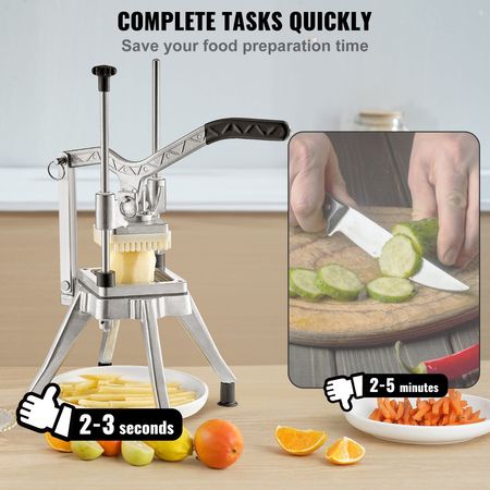 Commercial Vegetable Fruit Chopper 3/8″ Blade Heavy Duty Professional Food Dicer Kattex French Fry Cutter Onion Slicer Stainless Steel for Tomato Peppers Potato Mushroom, Sliver