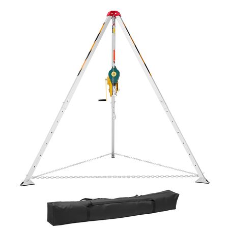 Confined Space Tripod Kit, Heavy Duty Rescue Tripod Lifting Hoist 2600 lbs Winch, 4.76 ft Adjustable Legs, 98.5 ft Cable Portable Kit, 32.8 ft Fall Protection, 5.25-8.04 ft Working Height