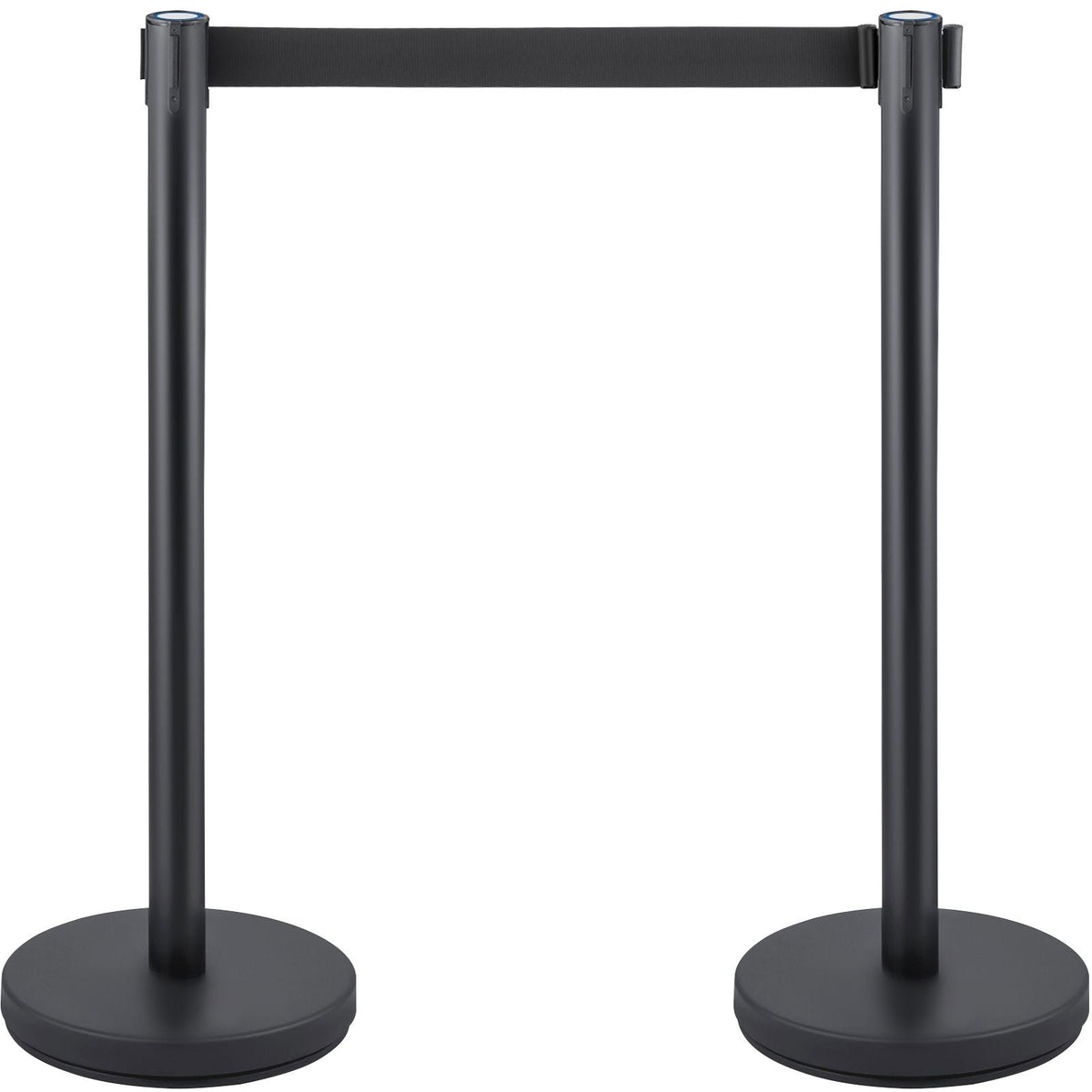 Crowd Control Stanchion, Set of 6 Pieces Stanchion Set, Stanchion Set with 6.6 ft/2 m Black Retractable Belt, Black Crowd Control Barrier with Concrete and Metal Base - Easy Connect Assembly