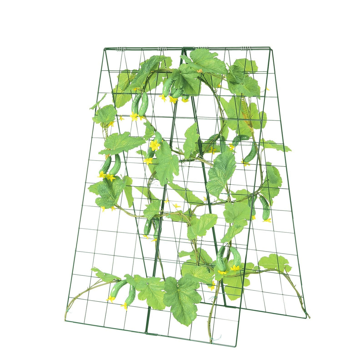 Cucumber Trellis for Climbing Plants, 46" x 32" Foldable Cucumber Trellis Set with Plant Clips, Metal Garden Trellis for Raised Bed, Outdoor Plant Grow Support for Tomato, Squash, Vegetable