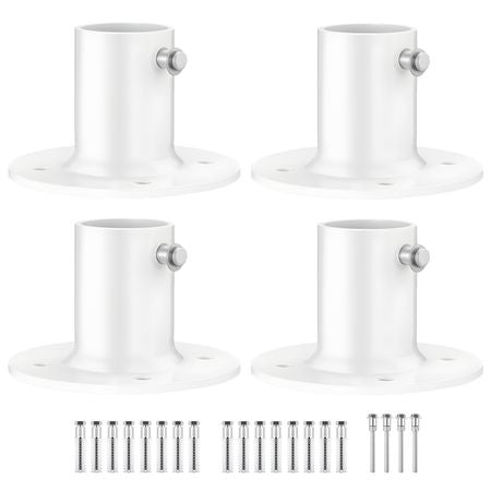 Deck Anchor Flange 4 Pack, 1-7/8 in Pool Ladder Deck Mount, Handrail Anchor with Stainless Steel Mounting Hardware, Premium Aluminum Alloy Flange for Inground Swimming Pool Ladder, White