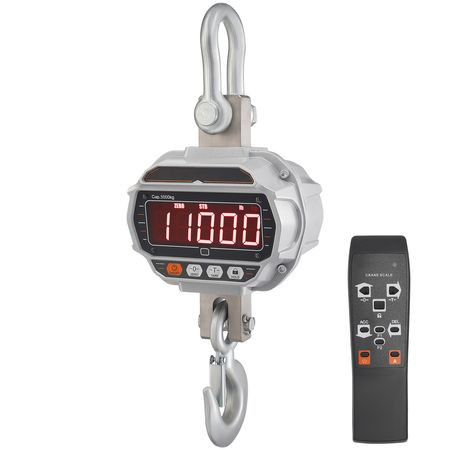 Digital Crane Scale, 11000 lbs/5000 kg, Industrial Heavy Duty Hanging Scale with Remote Control, Cast Aluminum Case & LED Screen, High Precision for Construction, Factory, Farm, Hunting (Silver)