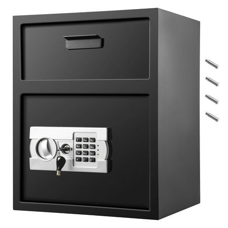 Digital Depository Safe 1.7 Cubic Feet Made of Carbon Steel Electronic Code Lock Depository Safe with Deposit Slot with Two Emergency Keys Depository Box for Home Hotel Restaurant and Office