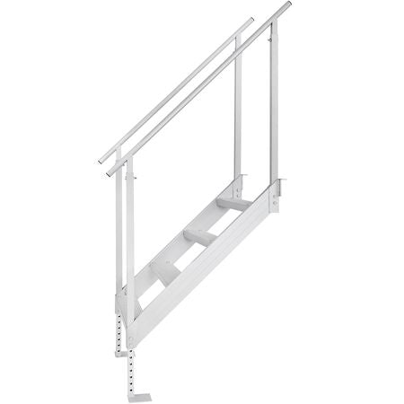 Dock Ladder 4 Step, Dock Stairs 30''-38'' Adjustable Height, 500 lbs Load Capacity, Aluminum Pontoon Boat Ladder with Dual Handrails & Nonslip Mat for Ship/Lake/Pool/Marine Boarding