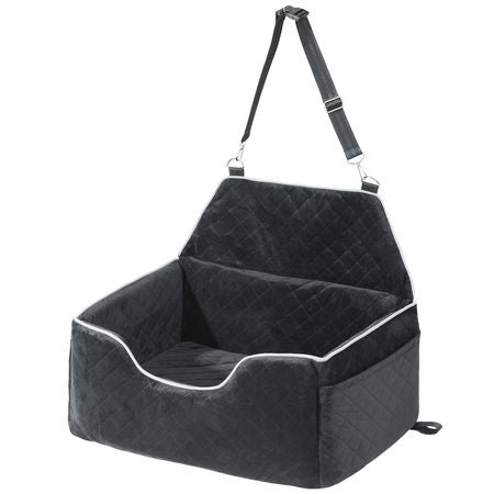 Dog Car Seat, Dog Booster Seat for Car with A Storage Pocket, Pet Car Seat with Clip-On Safety Leash, Sponge Filling, Dog Car Bed for Medium & Large Dog up to 55 lbs, Black