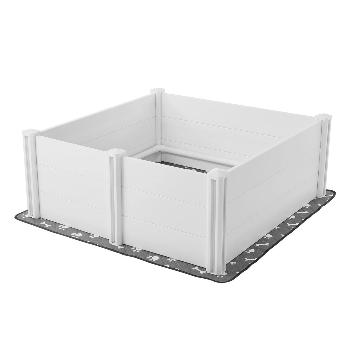 Dogs Whelping Box, 48 x 48 x 18.1 inch, Plastic PVC Puppies Playpen with Height Adjustable Door and Washable Pee Pad, Anti-Deformation Indoor Puppy Play Pen for Large Breed Dogs, Milk White