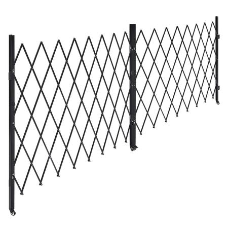 Double Folding Security Gate, Lockable Scissor Gate with 360° Swivel Casters, Outdoor Barricade Steel Retractable Gates, for Entry Security, Garage, Warehouse & Pool, 155.12 x 86.81 in (W x H)