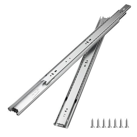Drawer Slides, 24 inch, 10 Pairs Full Extension Ball Bearing Cabinet Rails, 100 LB Load Capacity Heavy Duty Side Mount Dresser Drawer Slides, Drawer Track Runners for Kitchen DIY Replacement