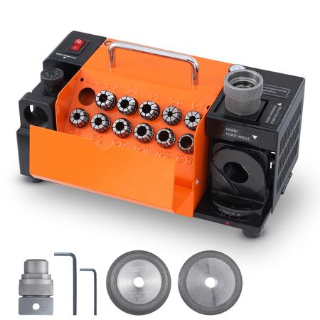 Drill Bits Sharpener, 3-13mm Drill Bits Grinder Sharpener, Lip Relief Angle & 95°-135° Point Angle Adjustable Drill Bit Re-Sharpener, Portable Sharpening Machine with 11 Collets, CBN & SDC Wheel