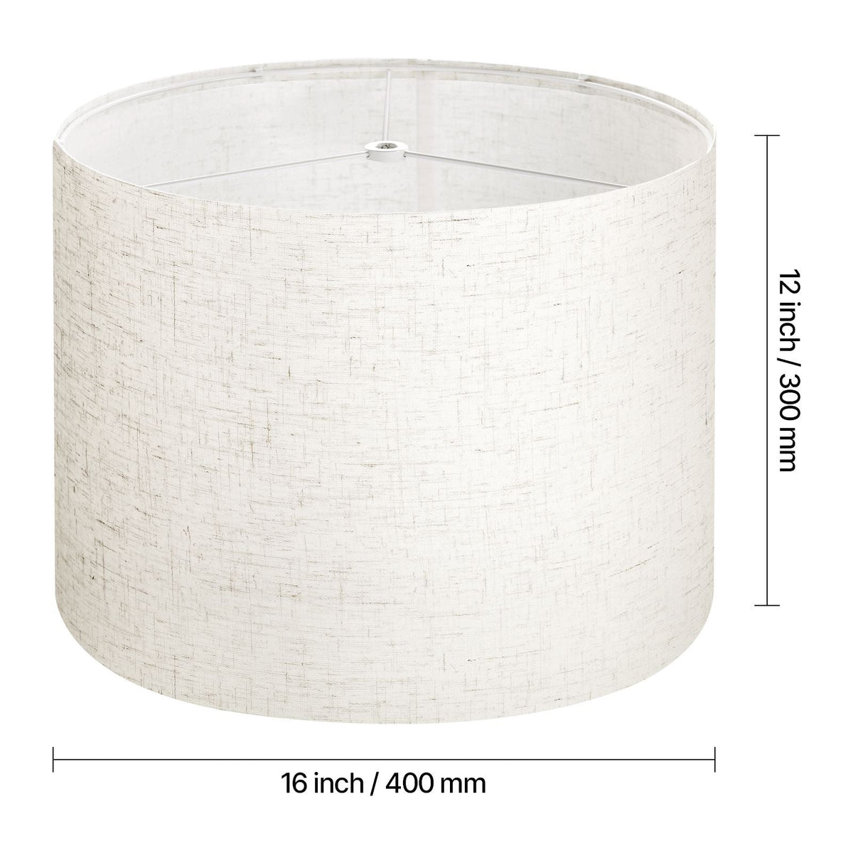 Drum Lamp Shade 2 Set, 16 in Top x 16 in Bottom x 12 in High, Large Lampshade with Harp, Replacement Lamp Shade for Table Lamps Floor Lamps Pendant Lights, Easy Assembly Required (Light Linen)