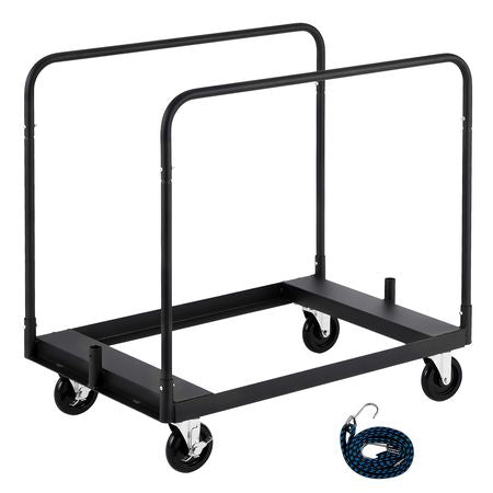 Drywall Cart Dolly, 1800 lbs Load Capacity, Steel Panel Truck Cart with 5 inch Swivel Casters, Lumber Drywall Dolly with with Tie-Down Strap & 3 Side Handrails for Factory, Warehouse, Black