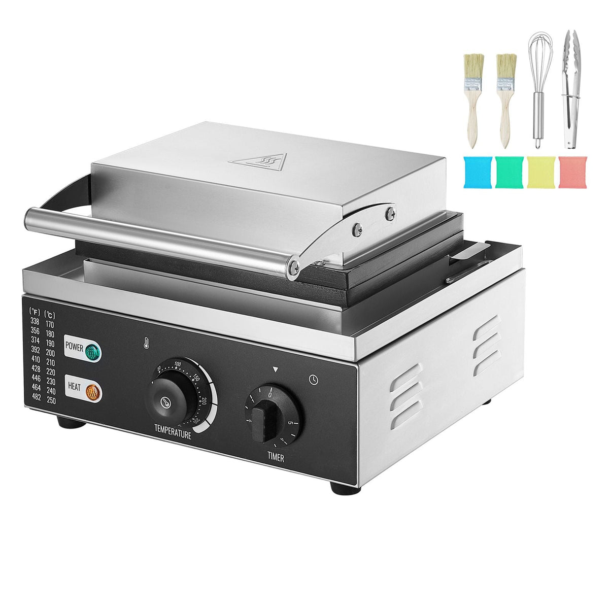 Electric Donut Maker, 1550W Commercial Doughnut Machine with Non-stick Surface, 6 Holes Double-Sided Heating Waffle Machine Makes 6 Doughnuts, Temperature 122-572 F, for Restaurant and Home Use