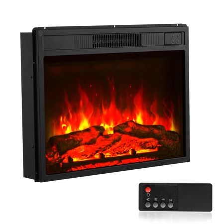 Electric Fireplace Insert, 23 inch Recessed and Wall Mounted with Adjustable 3 Flame Brightness Levels & 24h Timer & Remote Control, Indoor Heater w/ Overheat Protection, 5000BTU Black