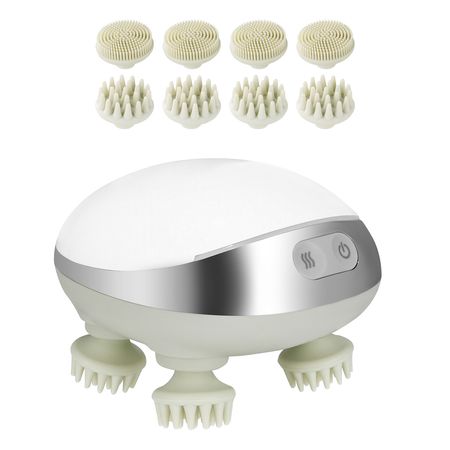 Electric Scalp Massager with Heat, Rechargeable Heated Head Massager, IPX7 Waterproof | Portable Kneading Scalp Scratcher with 8 Removable Massage Head for Hair Growth, Deep Clean, Stress Relax