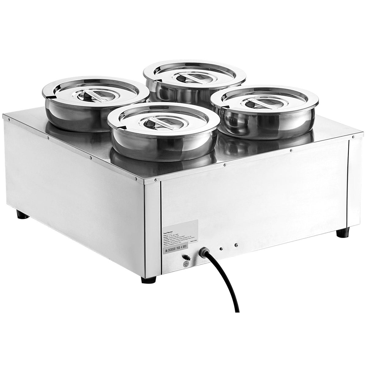 Electric Soup Warmer, Four 7.4QT Stainless Steel Round Pot, 1500W Commercial Food Warmer, 86-185 F Adjustable Temp, Bain Marie with Anti-Dry Burn and Reset Button, for Restaurant, Buffet