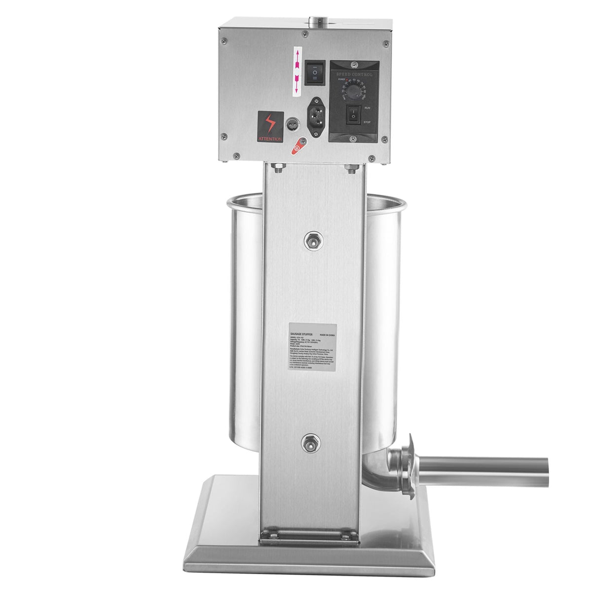 Electric Stuffer, 10L Large Capacity, 200W Vertical Sausage Stuffer with Speed Stepless, 304 Stainless Steel Sausage Machine with 4 Stuffing Tubes, Foot Pedal for Household or Commercial Use