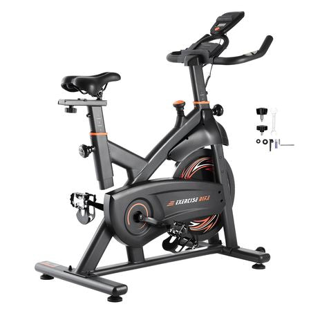 Exercise Bike, Adjustable Magnetic Resistance Stationary Bike, Indoor Cycling Bike for Home Cardio, Workout Bike with Silent Belt Drive, Comfortable Seat Cushion, LCD Monitor, and Heavy Flywheel