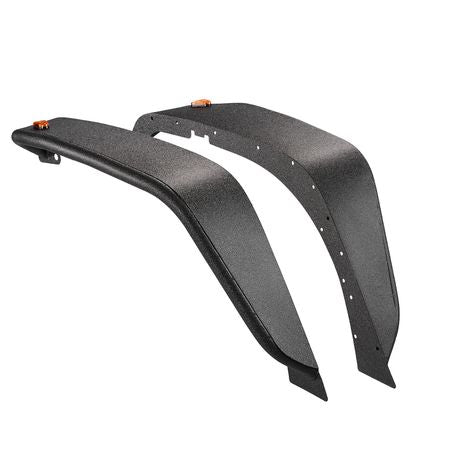 Fender Flare, Front Fender Flares Compatible with 2007-2018 Jeep JK/JKU 2/4 Doors, Off-Road Steel Liner Set with LED Lighting, Fenders for Jeep JK, Fine-Textured Black Paintable Wheel Flares Set