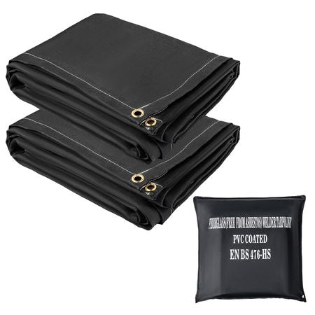 Fire Blankets, 2 Pack Welding Blankets, 6\' x 10\' Fire Suppression Blanket, 1022 Fahrenheit Flame Retardant Blanket, Fiberglass Fire Retardant Blanket with 8 Brass Gromme