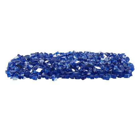 Fire Glass, 35LBS / 15.88KG High-Temperature Resistant Fireplace Rocks, 1/2-Inch / 12.7mm Reflective & Smokeless Firepit Glass Rock, High Luster Stone Landscaping for Fire Pit Table, Cobalt Blue