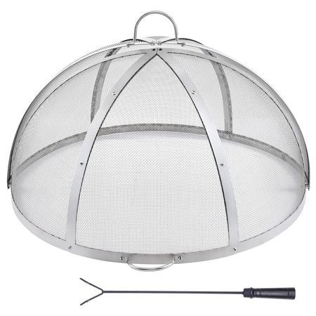 Fire Pit Spark Screen Round 36", Reinforced Heavy Duty Steel Metal Cover, Outdoor Firepit Lid, Easy-Opening Top Screen Covers Round with Ring Handle for Outdoor Patio Fire Pits Backyard