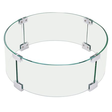 Fire Pit Wind Guard, 17 x 6.7 inch Round Glass Flame Shield, 0.24-Inch Thick Fire Table Accessory, Clear Tempered Glass Flame Guard for Propane, Gas, Outdoor, Patio, Backyard