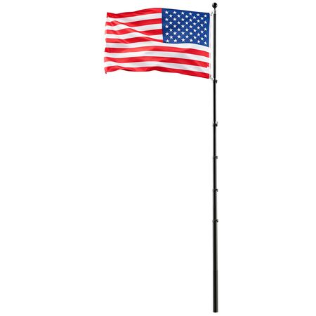 Flag Pole, 30ft Heavy Duty Telescopic Flagpole Kit for Outside House In Ground, Extra Thick Outdoor Aluminum Flagpole Kit with 3x5 American Flag for Yard, Residential or Commercial Use, Black