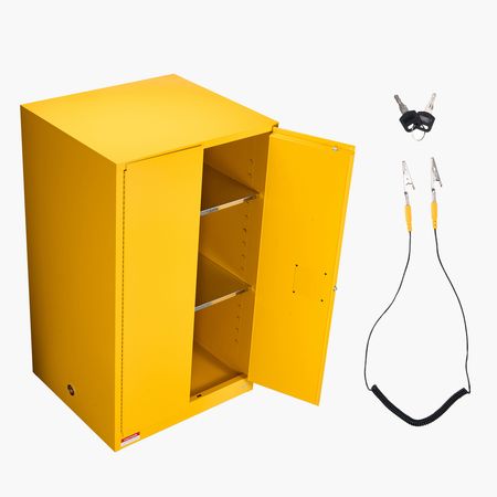 Flammable Cabinet, 37.9 x 34.0 x 65.0 Inch, 65 Gallon Flammable Storage Cabinet with Adjustable Shelf, Cold-Rolled and Galvanized Steel Fire Cabinets, for Commercial Industrial Home Use, Yellow