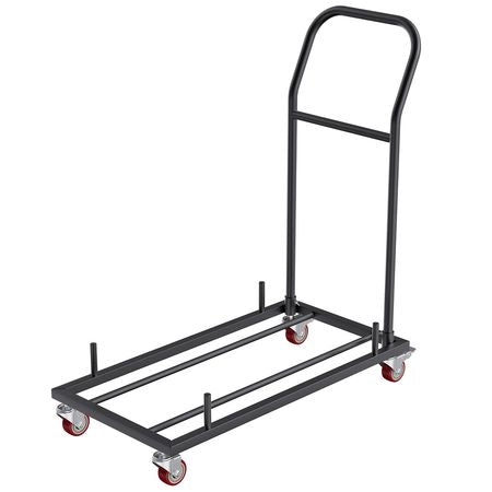 Folding Chair Dolly, Iron Commercial Cart with 12 Chairs Capacity, Folding Chairs Rack Trolley with 4 Casters, Storage Transport Dolly for Flat Stacking Plastic Resin and Wood Chairs, Black