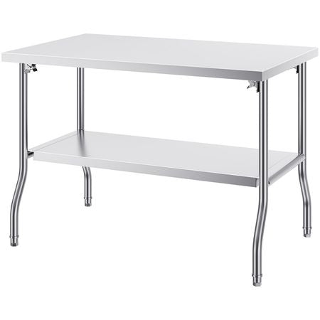 Folding Commercial Prep Table, 48 x 30 Inch Commercial Worktable Workstation with Undershelf, Heavy-duty Stainless Steel Folding Table with 300 lbs Load, for Home Kitchen Restaurant Garage