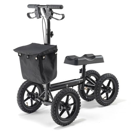 Folding Knee Scooter, Aluminum Steerable Knee Walker with Height-Adjustable Handlebar & Knee Pad, 12" All-Terrain Wheels, Dual Brakes, Leg Recovery Scooter for Broken Ankle Foot Injuries, 350LBS