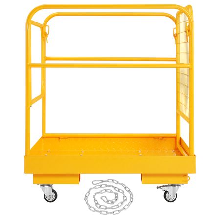 Forklift Safety Cage, 1200 lbs Load Capacity, 36 x 36 inches Folding Forklift Work Platform with Lockable Swivel Wheels, Drain Hole & Device Chain, Holds 1 to 2 Adults, Perfect for Aerial Work