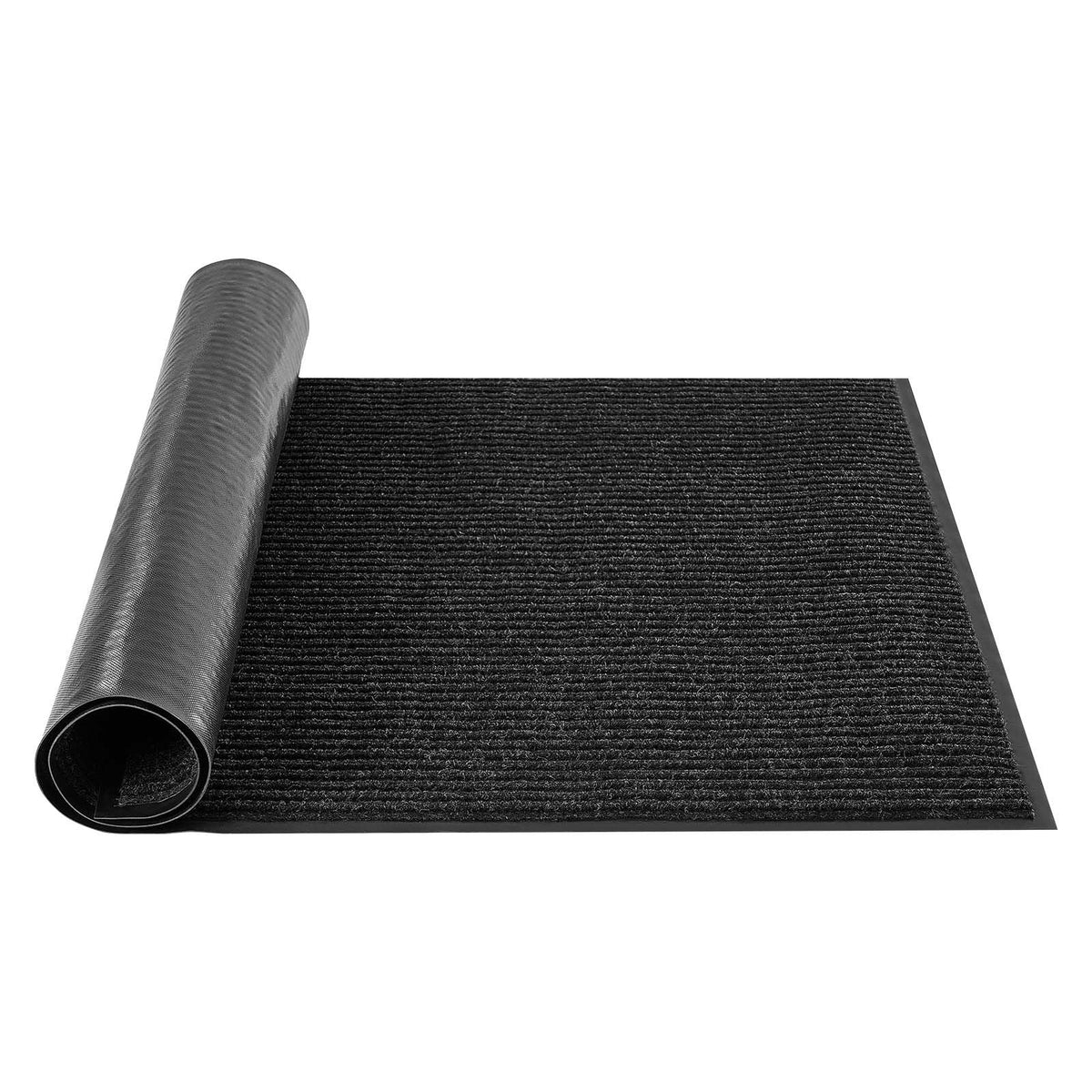 Front Door Mat, 6 x 4 ft Commercial Floor Mat for Indoor and Outdoor, Stylish Striped Industrial Carpet with PVC Backing, Heavy Duty Washable Entry Rug for Hallway, Balcony, Garage, Grey
