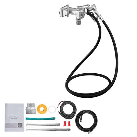 Fuel Transfer Pump, 12V DC 15 GPM, Cast Iron Diesel Transfer Pump Kit, with Manual Shut-Off Nozzle, Discharge Hose, Overheat Protection, 1/3 HP Explosion-Proof, for Gasoline Diesel Kerosene