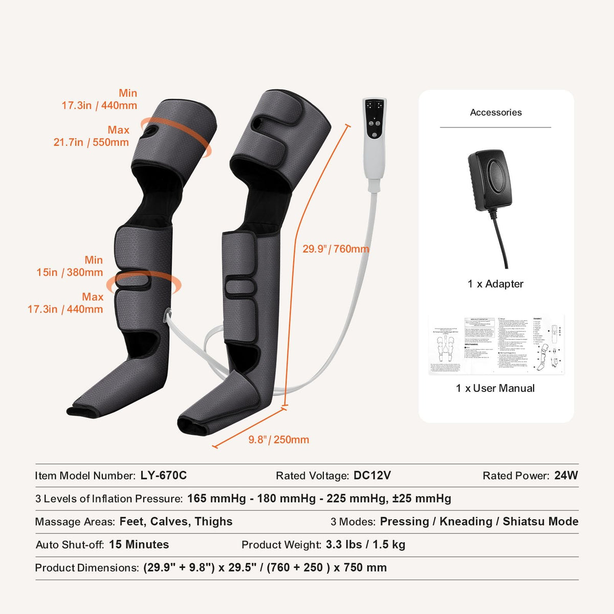 Full Leg Massager, Air Compression Leg Massager for Foot Calf Thigh Knee, 3 Modes & 3 Intensities, Leg Compression Massage Boots for Circulation, Relaxation, Pain Relief - Great Gift for Mom/Dad