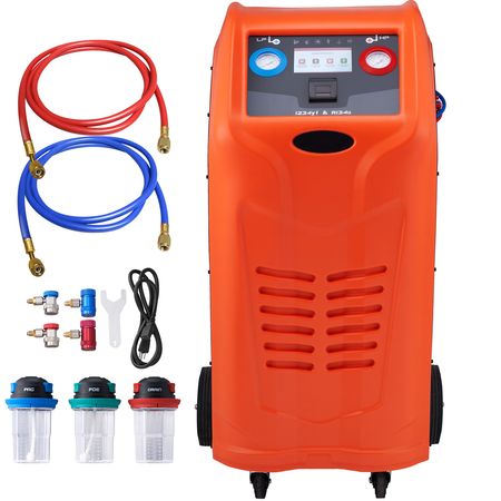 Fully Automatic Refrigerant Recovery Machine for R134A+R1234YF - AC Recovery Machine Kit Built in Electronic Scale/Compressor/Recovery Tank, Recovery Machine HVAC Dual Cylinder