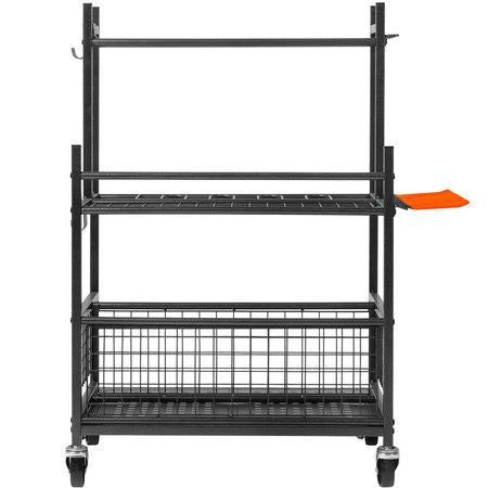 Garden Tool Organizer, 16 Slots with Hooks, Yard Tool Tower Rack with Wheels for Garage Organization and Storage, Hold Long-Handled Tool/Rake/Broom, Metal Tool Stand Holder for Shed, Outdoor