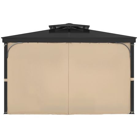 Gazebo Curtains Outdoor, 12' x 10' x 7.3' Gazebos, 4-Panel Sidewall Gazebo Privacy Curtains with Zippers, Outdoor Curtain Replacement for Patio Canopy, Only Curtain, Khaki