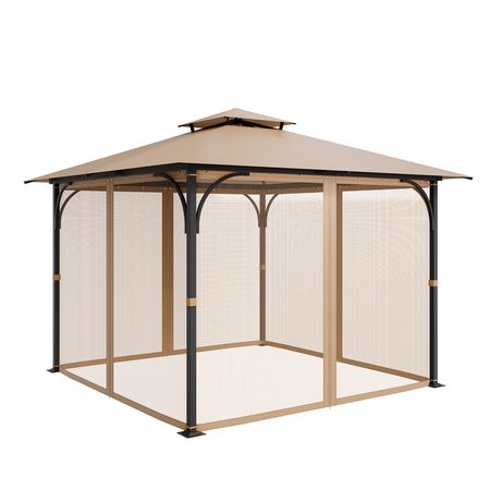 Gazebo Netting Replacement, Fit Most 10 x 10 x 7 FT Gazebo Curtain, Outdoor Garden Net, 4-Panel Sidewall Mesh Net, Patio Midge Netting with Double Zipper, Canopy Screen (Netting Only)