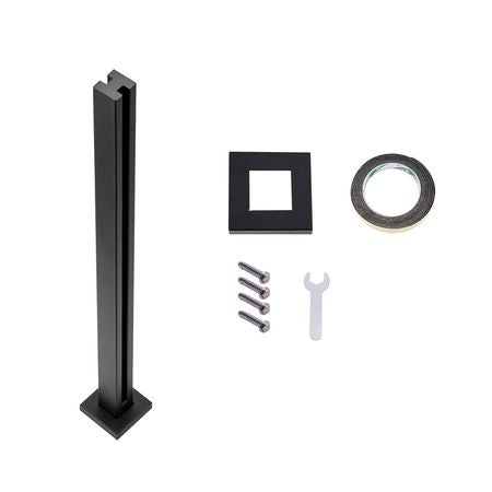 Glass Clamp, 37.4" Height Glass Railing Bracket for 0.39 "-0.47 " Thickness Tempered Glass, 304 Stainless Steel Glass Mounting Clamp, Glass Shelf Bracket for Balcony, Garden, Deck, Stair, Black